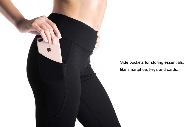 Yogipace Women's Cropped Flare Yoga Pants Capri Length Lounge Pants with Side Pockets,YCW1403,22",Black,Size M - Image 3